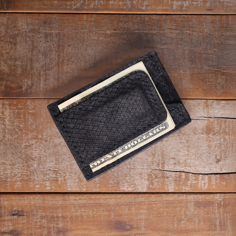 Python Black Suede Cash Clip