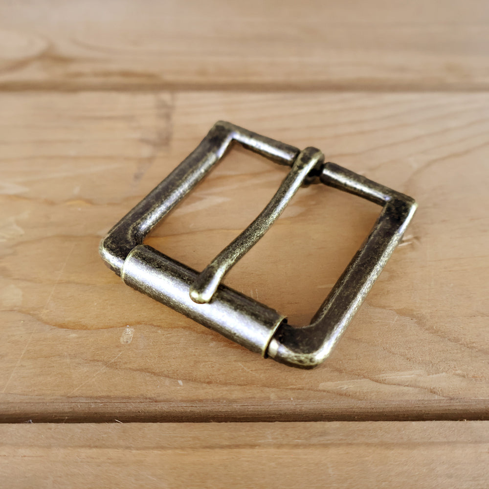 Solid Brass #1402 Roller Buckle 1.5" - Antique Brass-Yoder Leather Company