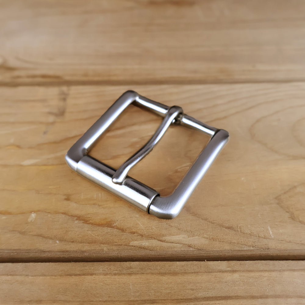 Solid Brass #1402 Roller Buckle 1.5" - Brushed Chrome-Yoder Leather Company