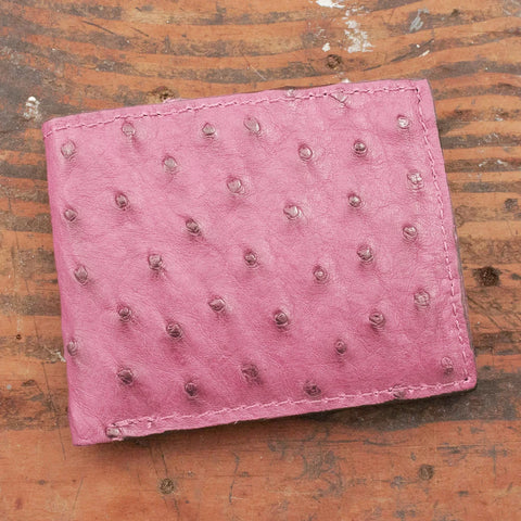 Ostrich Pink Bifold Wallet