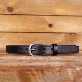 The Stitched Dakota - Women's Black Smooth 1" Belt with Silver Buckle