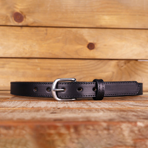 The Stitched Dakota - Women's Black Smooth 1" Belt with Silver Buckle