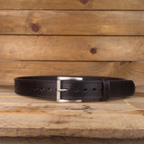 The Double Ridge - Double Stitched Black Leather Belt 1.5"