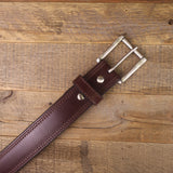 The Double Ridge - Double Stitched Brown Leather Belt 1.5"