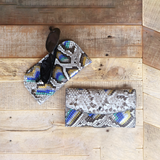 Python Hand Painted Peacock Glasses Case & Clutch Bundle