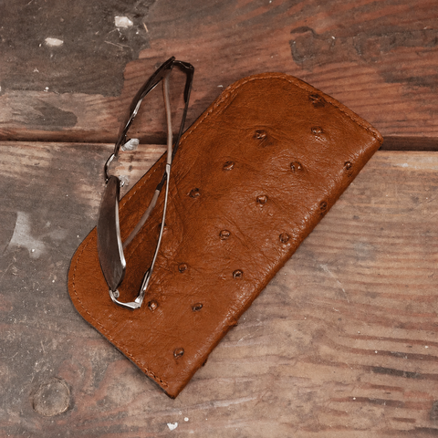 Ostrich Cognac Glasses Cases