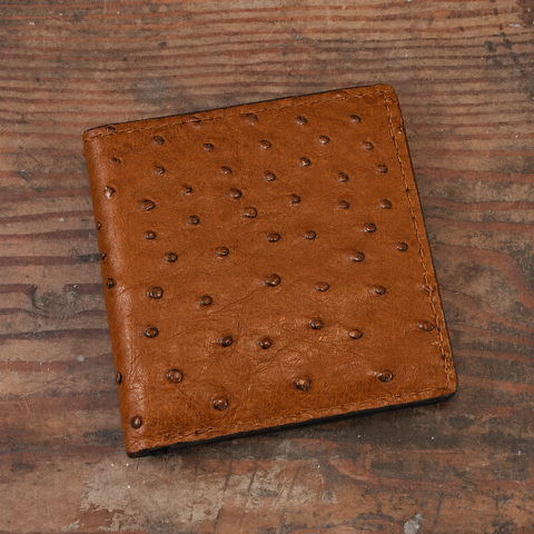 Ostrich Cognac Hipster Wallet
