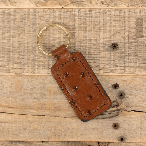 Ostrich Cognac Key Chain