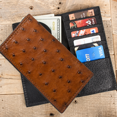 Ostrich Cognac Rodeo Wallet