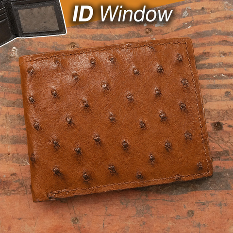 Ostrich Cognac ID Wallet