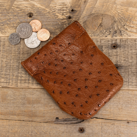 Ostrich Cognac Coin Pouch