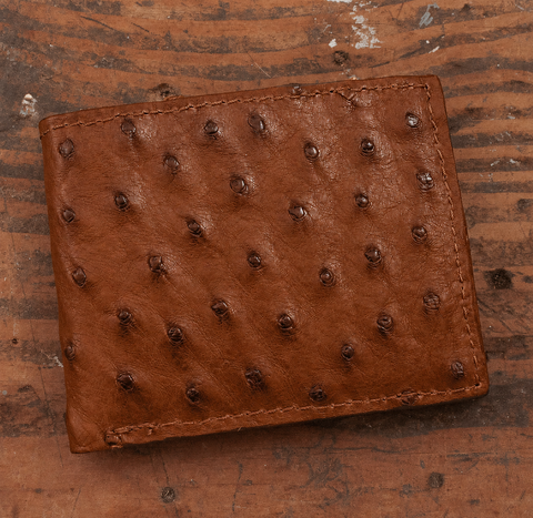 Ostrich Cognac Bifold Wallet