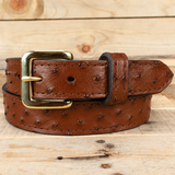 Cognac Ostrich Dress Belt