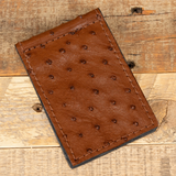 Ostrich Cognac Money Clip Wallet