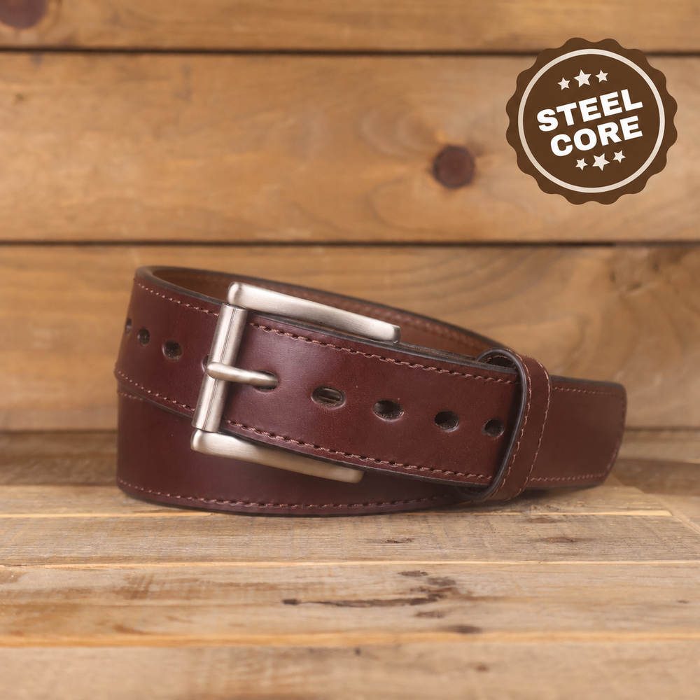 The Ridge Steel Core - Steel Core Brown Leather Belt 1.5"
