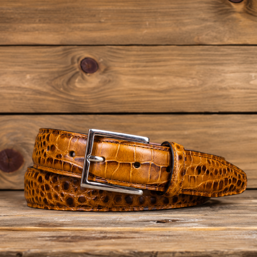 Crocodile Golf Belt with Silver Buckle