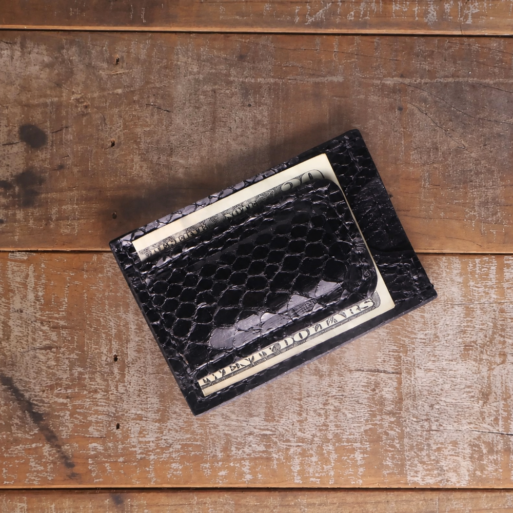 Python Black Glossy Cash Clip