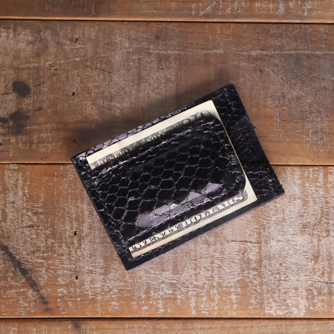 Python Black Glossy Cash Clip