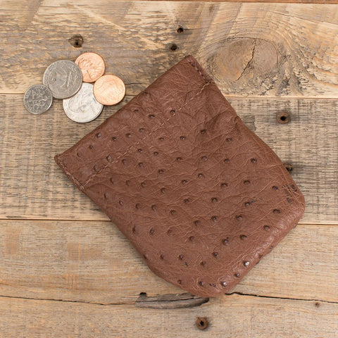 Ostrich Brown Coin Pouch-Yoder Leather Company