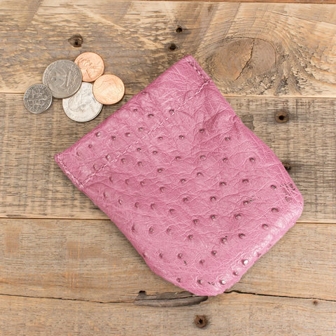 Ostrich Pink Coin Pouch-Yoder Leather Company