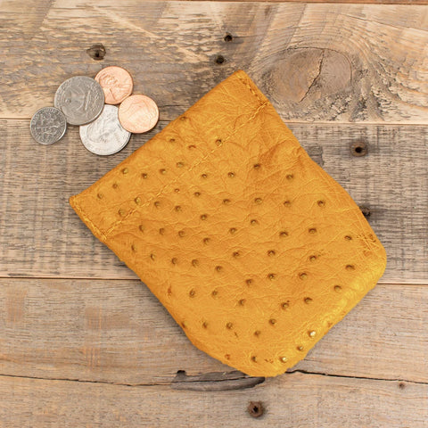 Ostrich Yellow Coin Pouch-Yoder Leather Company