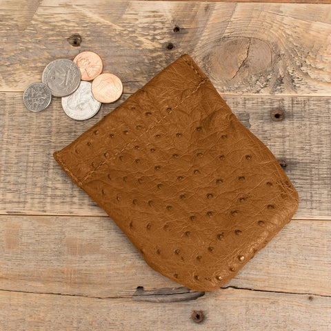 Ostrich Cognac Coin Pouch-Yoder Leather Company