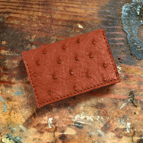 Ostrich Orange Card Case Wallet