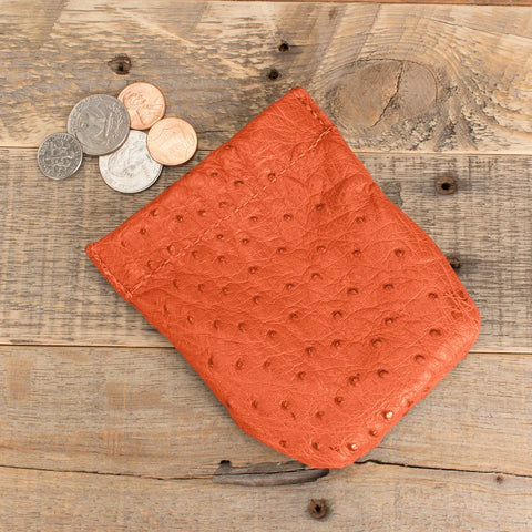 Ostrich Orange Coin Pouch-Yoder Leather Company