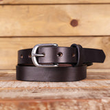 The Dakota - Women's Dark Brown Smooth 1" Belt with Silver Buckle