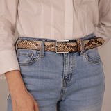 Women's Python Snakeskin Leather Belt - 1.25"