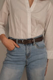 The Dakota - Women's Dark Brown Smooth 1" Belt with Silver Buckle