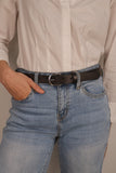The Dakota - Women's Dark Brown Smooth 1" Belt with Silver Buckle