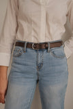 The Stitched Dakota - Women's Black Smooth 1" Belt with Silver Buckle