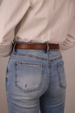 The Stitched Dakota - Women's Black Smooth 1" Belt with Silver Buckle