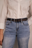The Stitched Dakota - Women's Black Smooth 1" Belt with Silver Buckle