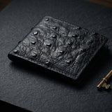 Ostrich Black Bifold Wallet