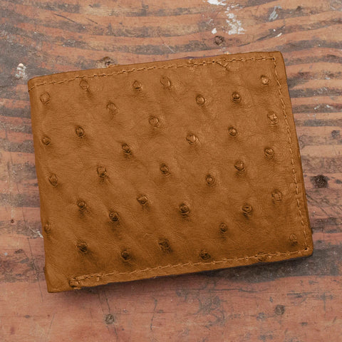 Ostrich Cognac Bifold Wallet