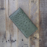 Olive Green Ostrich Checkbook Cover - SALE ITEM