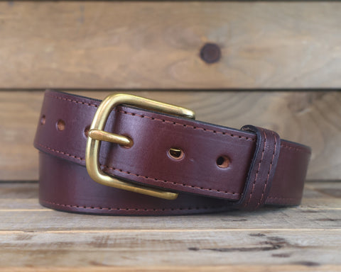 Stitched Brown Leather Belt