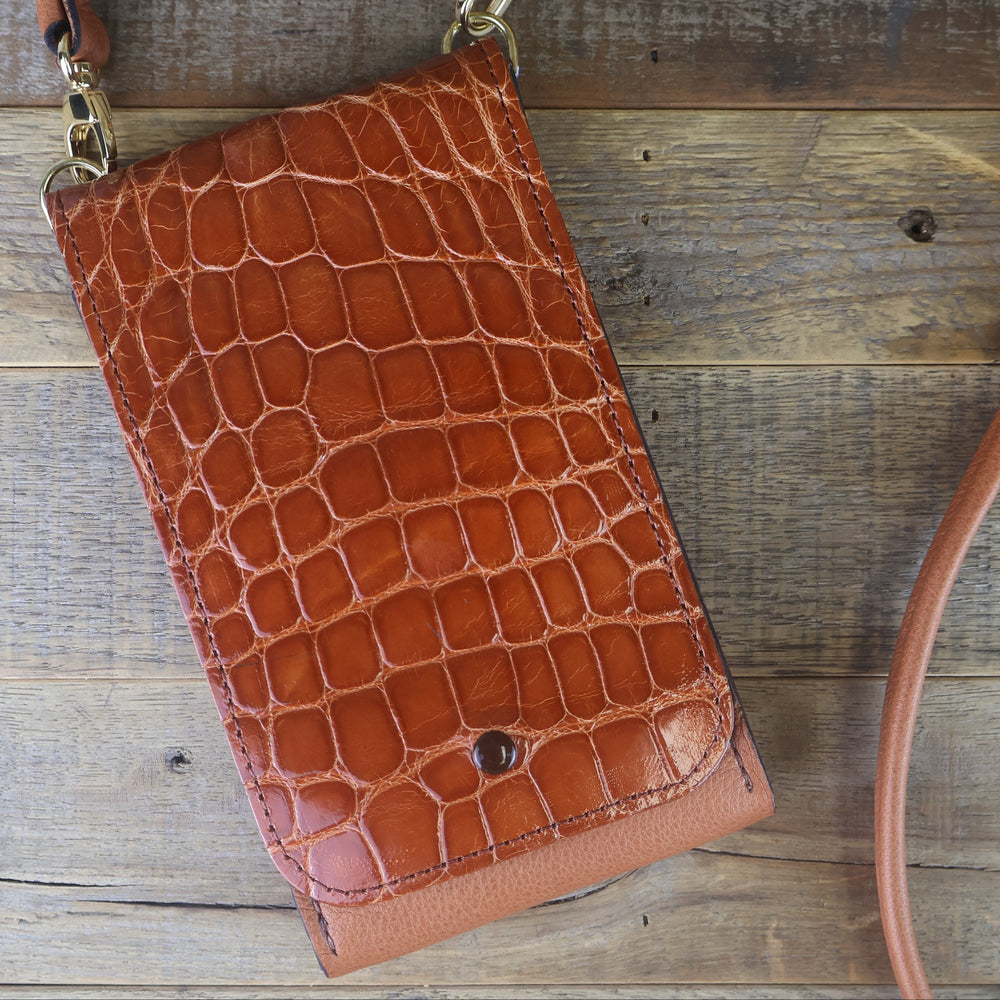 Women's Alligator Cognac Phone Purse