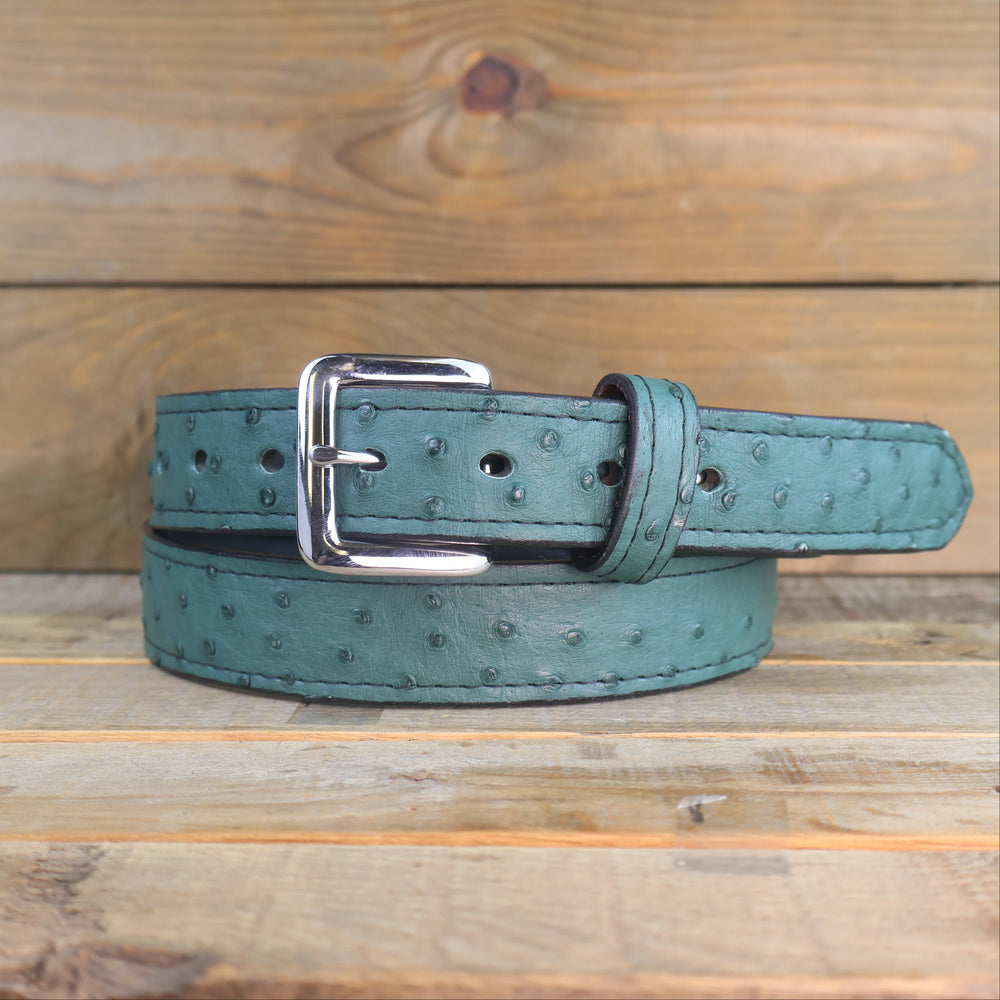 Green Ostrich Dress Belt 1.25