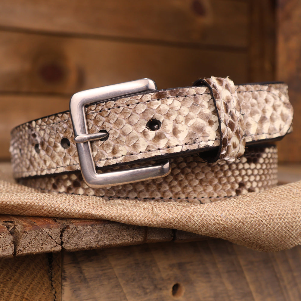 Python Snakeskin Leather Dress Belt Natural / 30 Python Snakeskin Leather Dress Belt Natural / 30