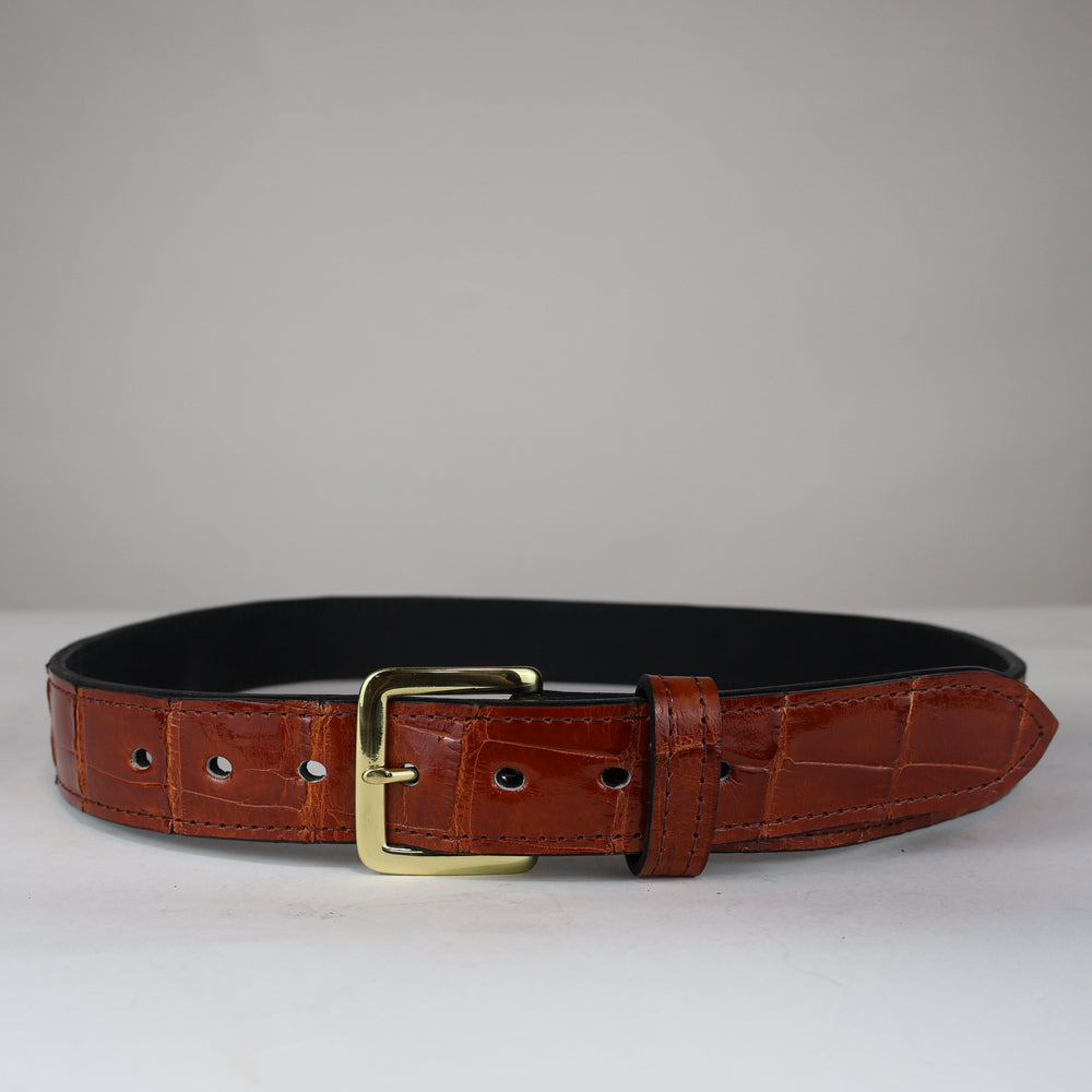 Cognac Alligator 1.5" Belt Size 36 - SALE ITEM -