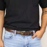 Alligator Brown Leather Belt & Wallet Bundle