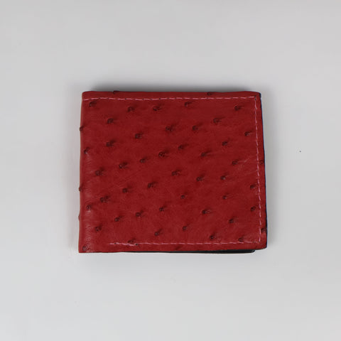 Red Ostrich Bifold Wallet - SALE ITEM-