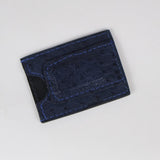 Blue Ostrich Clip Wallet - SALE ITEM