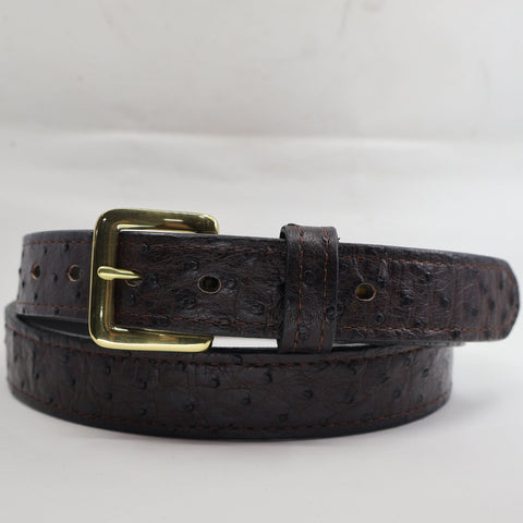Dark Brown Ostrich Belt 1.25" - SALE ITEM - Size 42