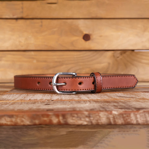 The Stitched Dakota - Women's Medium Brown Smooth 1" Belt with Silver Buckle