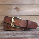 Brown Crocodile Belt with Scalloped Details