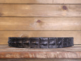 Black Crocodile Belt with Scalloped Details